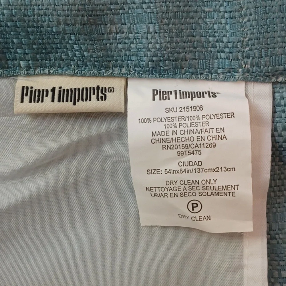 SET OF 2 Pier 1 Teal Floor Length Curtain Panels with Metal Grommets 54x85